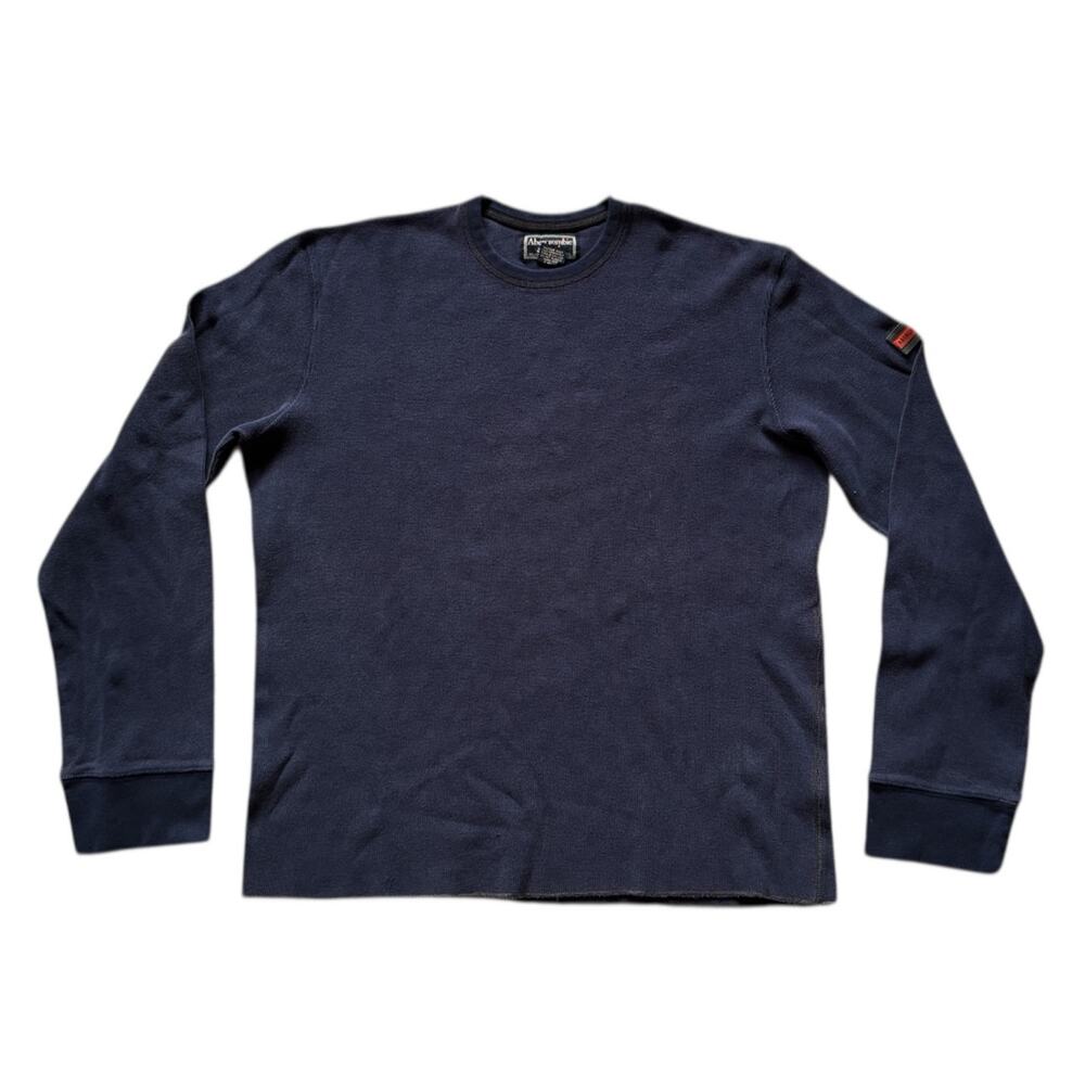 Vintage Abercrombie & Fitch Men's Thermal Shirt Gorpcore Navy Blue Y2K Outdoors